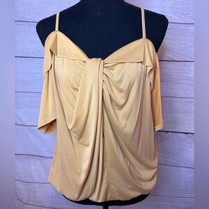 NWT BKE Gimmicks Mustard yellow cold shoulder flowy top